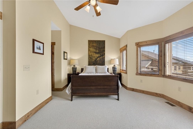 116 Lakeside Trl, Seven Springs Resort, PA 15622 - bedroom featuring carpet, lofted ceiling, and ceiling fan