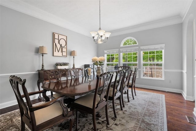724 Franklin Rd, Pine Twp Nal, PA 16046 - dining space with crown molding, a chandelier, and wood finished floors