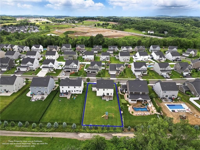 3049 Eagle Ridge Dr, Middlesex Twp, PA 16059 - aerial perspective of suburban area with property parcel outlined and a pool area