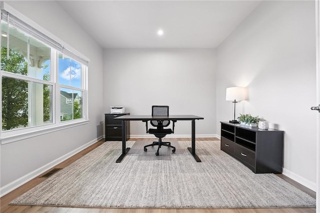 3049 Eagle Ridge Dr, Middlesex Twp, PA 16059 - home office with wood finished floors and recessed lighting