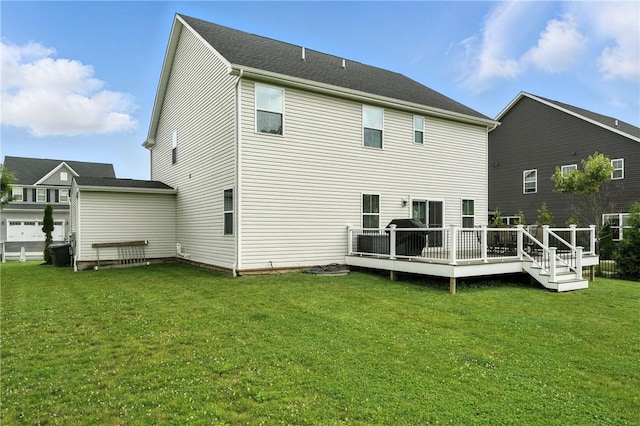 3049 Eagle Ridge Dr, Middlesex Twp, PA 16059 - rear view of property with a wooden deck and a lawn