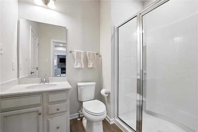 3049 Eagle Ridge Dr, Middlesex Twp, PA 16059 - full bathroom featuring a shower stall, vanity, and wood finished floors