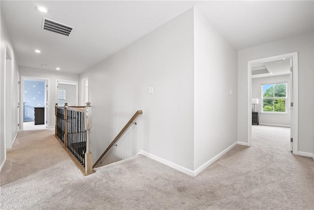 3049 Eagle Ridge Dr, Middlesex Twp, PA 16059 - hall featuring an upstairs landing, carpet floors, and recessed lighting