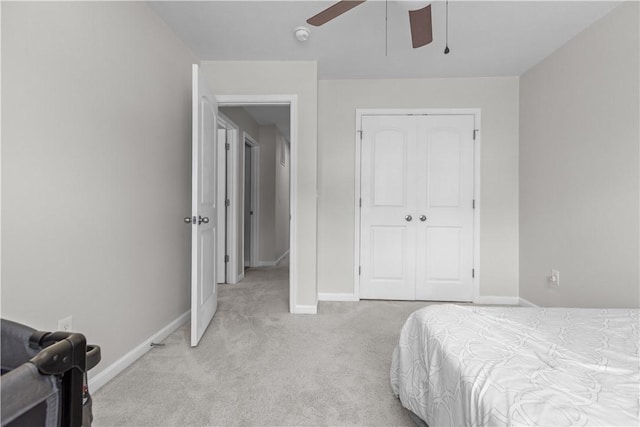 829 Frickwood Dr, South Park, PA 15129 - bedroom featuring light carpet, a closet, and a ceiling fan