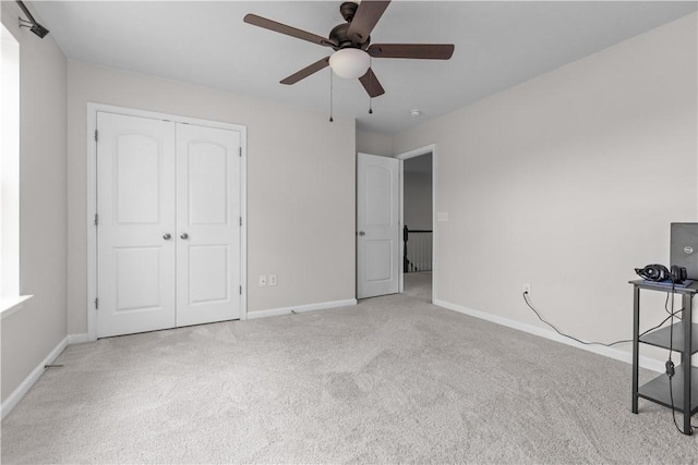 829 Frickwood Dr, South Park, PA 15129 - unfurnished bedroom featuring carpet floors, a closet, and a ceiling fan