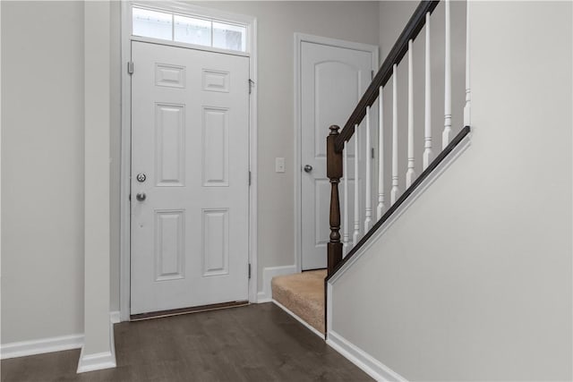829 Frickwood Dr, South Park, PA 15129 - foyer with stairway and dark wood-style flooring