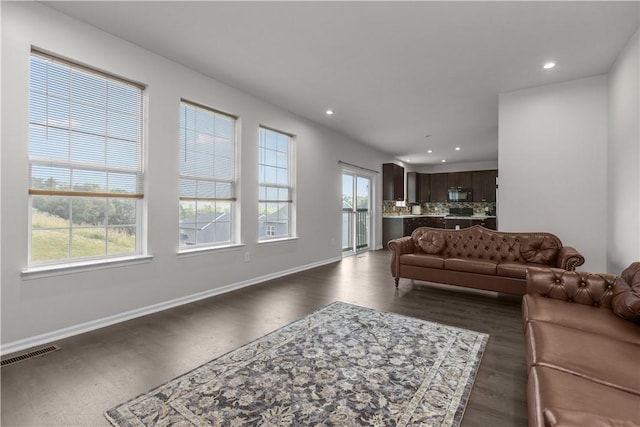 829 Frickwood Dr, South Park, PA 15129 - living area featuring dark wood-type flooring and recessed lighting
