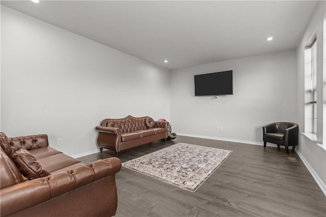 829 Frickwood Dr, South Park, PA 15129 - living room featuring recessed lighting and dark wood-style floors