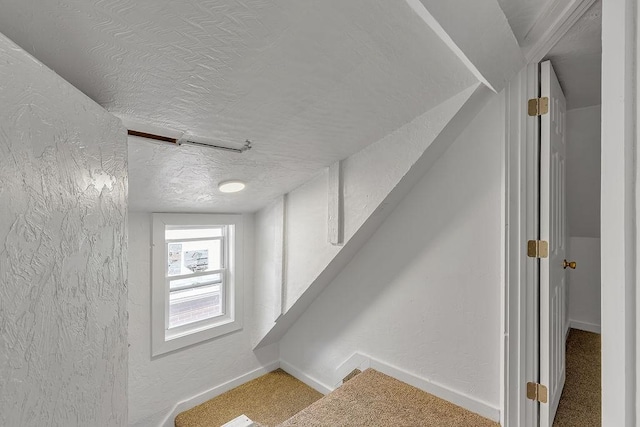 1104 Allegheny St, New Brighton, PA 15066 - hall featuring a textured ceiling, carpet, and a textured wall