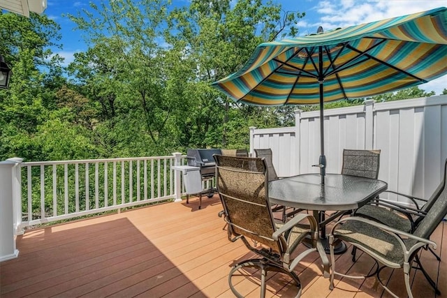 1303 Shinnecock Ct, Adams Twp, PA 16046 - wooden deck featuring outdoor dining space