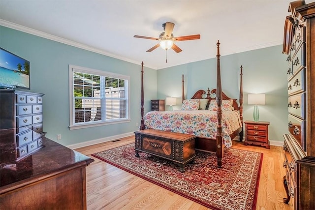1303 Shinnecock Ct, Adams Twp, PA 16046 - bedroom with ornamental molding, light wood finished floors, and a ceiling fan