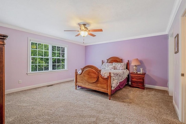 1303 Shinnecock Ct, Adams Twp, PA 16046 - bedroom with crown molding, carpet, and a ceiling fan