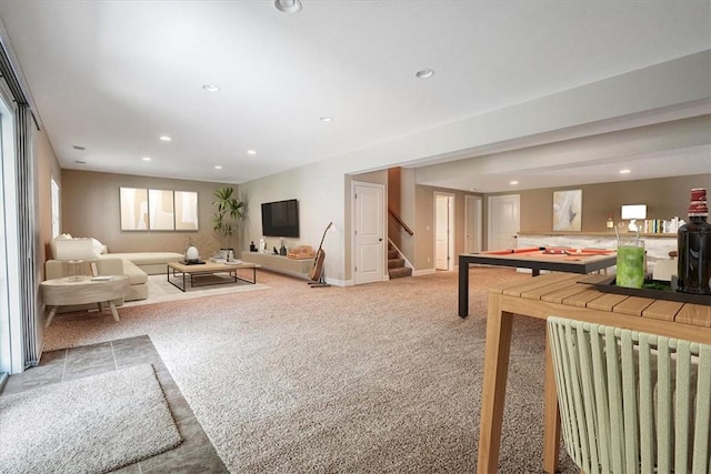 1303 Shinnecock Ct, Adams Twp, PA 16046 - recreation room with carpet floors, recessed lighting, and billiards table