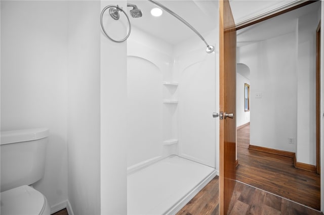 389 Mercer Rd, Hempfield Twp Mer, PA 16125 - full bathroom featuring a shower stall and wood finished floors