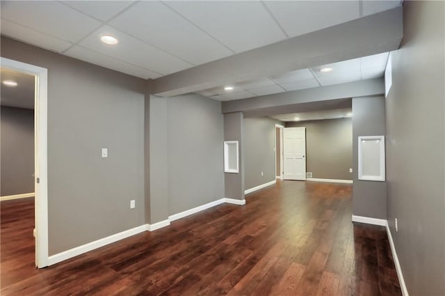 216 Beagle Dr, Moon/Crescent Twp, PA 15108 - spare room with dark wood-style floors, a drop ceiling, and recessed lighting