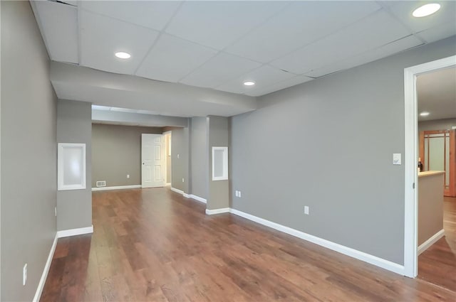 216 Beagle Dr, Moon/Crescent Twp, PA 15108 - empty room with a paneled ceiling, wood finished floors, and recessed lighting
