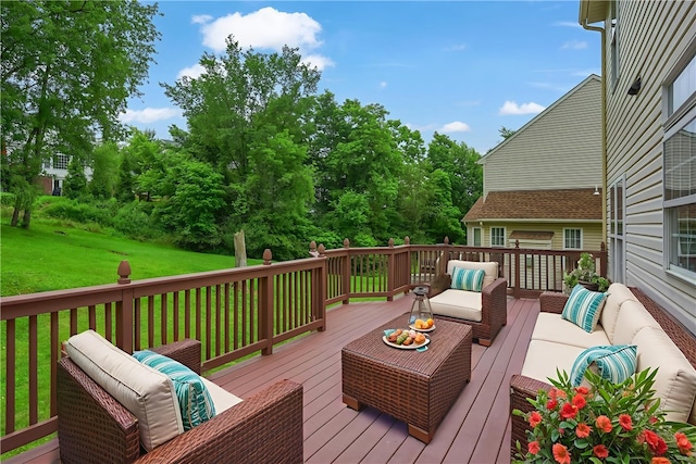 216 Beagle Dr, Moon/Crescent Twp, PA 15108 - wooden terrace featuring outdoor lounge area and a lawn