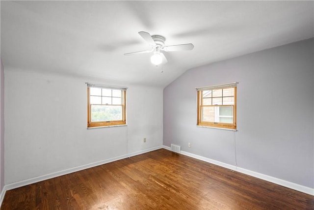 108 Bellanca Ave, Brentwood, PA 15227 - spare room with healthy amount of natural light, wood finished floors, vaulted ceiling, and ceiling fan
