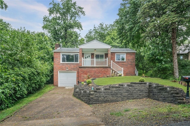 1809 Rosedale St, Verona, PA 15147 - view of front facade with driveway, stairs, a garage, a porch, and brick siding