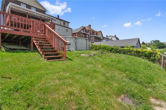811 Bayridge Ave, Brookline, PA 15226 - view of grassy yard featuring a wooden deck and stairs