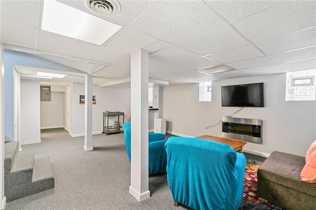 811 Bayridge Ave, Brookline, PA 15226 - carpeted living room featuring a drop ceiling and stairway