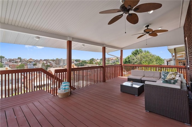 811 Bayridge Ave, Brookline, PA 15226 - wooden terrace featuring an outdoor living space and a ceiling fan