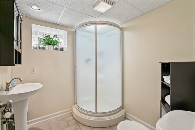 811 Bayridge Ave, Brookline, PA 15226 - full bath with a paneled ceiling and a shower stall