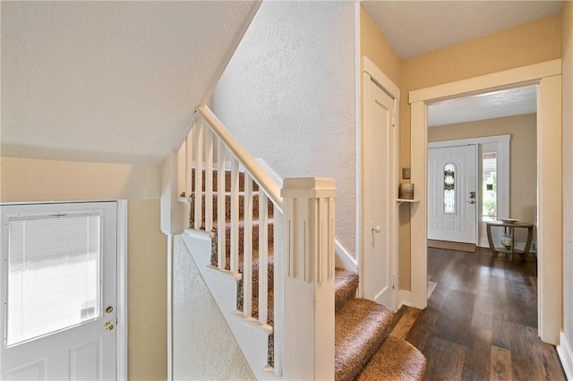 811 Bayridge Ave, Brookline, PA 15226 - stairs featuring wood finished floors and a textured wall