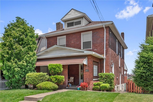 811 Bayridge Ave, Brookline, PA 15226 - american foursquare style home featuring brick siding and a chimney
