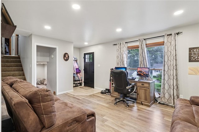 328 Chestnut Dr, Center Twp, PA 16001 - office area featuring light wood-style flooring and recessed lighting