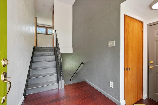1314 Arrowood Dr, Mt Lebanon, PA 15243 - stairway featuring wood finished floors and a textured wall