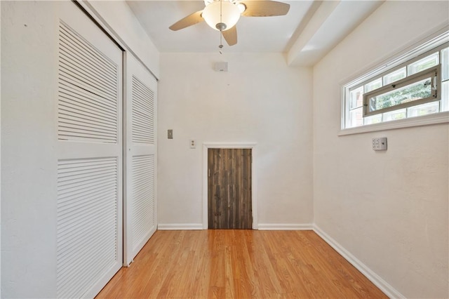 1314 Arrowood Dr, Mt Lebanon, PA 15243 - unfurnished bedroom featuring light wood-style floors, a closet, and a ceiling fan