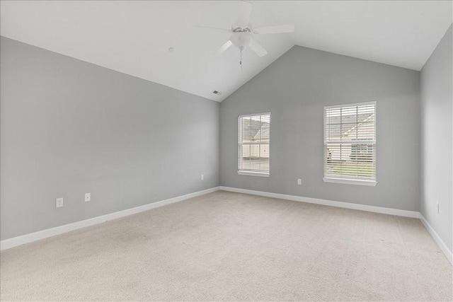 103 Spring Valley Dr, Jackson Twp, PA 16063 - unfurnished room featuring vaulted ceiling, a ceiling fan, and light colored carpet