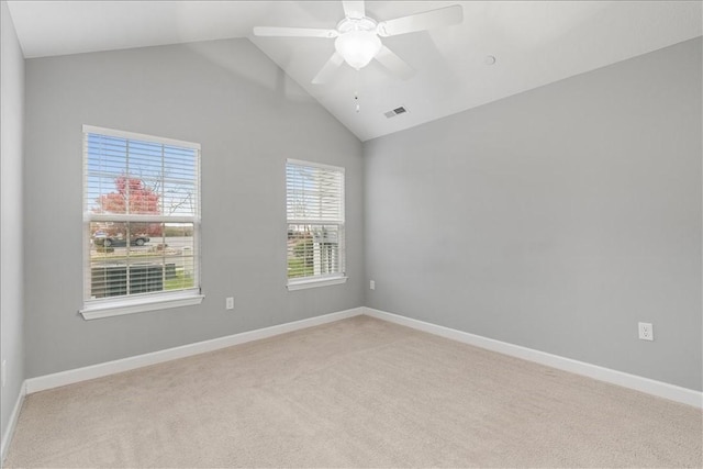 103 Spring Valley Dr, Jackson Twp, PA 16063 - unfurnished room with lofted ceiling, light carpet, and ceiling fan