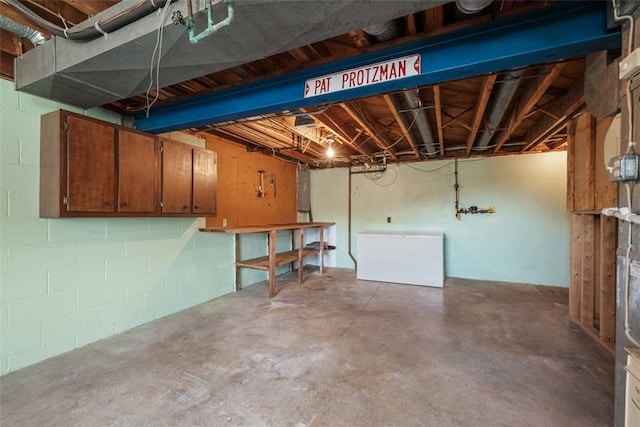 2812 Ridge Road Ext, Economy, PA 15005 - unfinished below grade area with concrete block wall and fridge