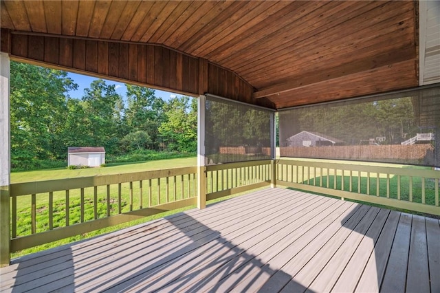 156 Riemer Rd, Buffalo Twp, PA 16055 - wooden deck featuring a yard and a storage shed