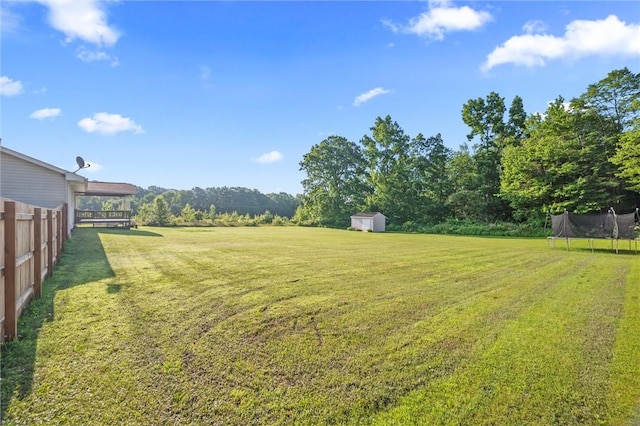 156 Riemer Rd, Buffalo Twp, PA 16055 - view of green lawn featuring a trampoline and a shed