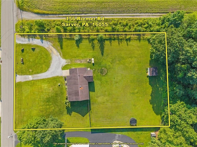 156 Riemer Rd, Buffalo Twp, PA 16055 - overview of rural landscape with property boundaries highlighted