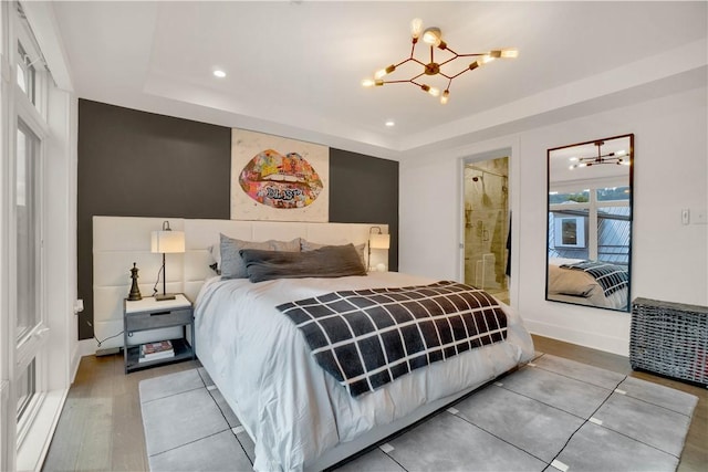 1817 Fox Way S, Side, PA 15203 - bedroom with a chandelier, a raised ceiling, recessed lighting, and wood finished floors