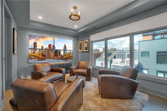 1817 Fox Way S, Side, PA 15203 - home theater featuring a raised ceiling and light wood-type flooring