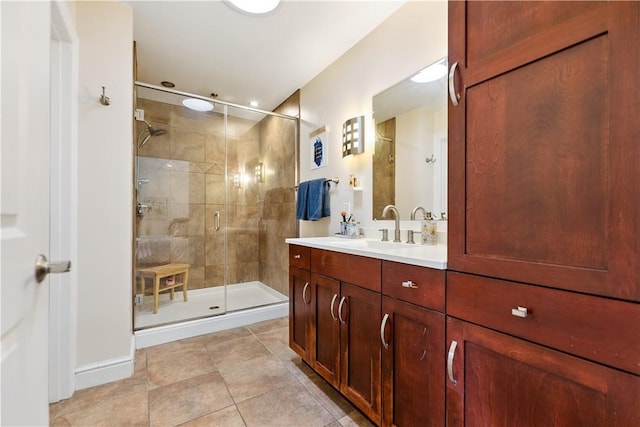 21 Enon Way S, Side, PA 15203 - bathroom with double vanity, a shower stall, and tile patterned floors