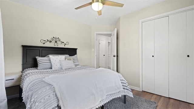 8609 Peters Rd, Cranberry Twp, PA 16066 - bedroom with wood finished floors, a closet, and a ceiling fan
