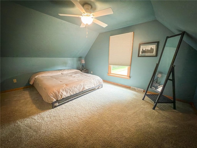 121 Covington Dr, Center Twp, PA 16001 - bedroom with vaulted ceiling, carpet floors, and a ceiling fan