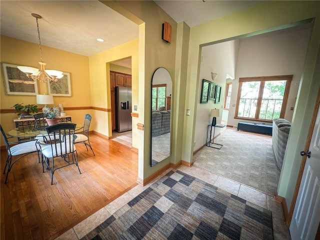 121 Covington Dr, Center Twp, PA 16001 - dining room with a chandelier, plenty of natural light, light tile patterned floors, and recessed lighting
