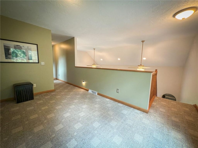 121 Covington Dr, Center Twp, PA 16001 - spare room featuring a ceiling fan, lofted ceiling, and carpet