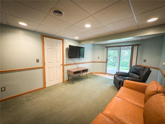 121 Covington Dr, Center Twp, PA 16001 - living area with carpet floors, recessed lighting, and a drop ceiling