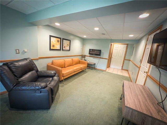 121 Covington Dr, Center Twp, PA 16001 - living area featuring carpet flooring, recessed lighting, and a drop ceiling