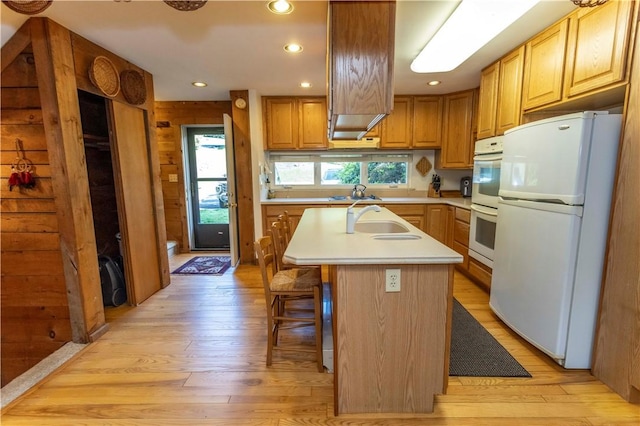13 Lakeview Dr, Hidden Valley, PA 15502 - kitchen featuring white appliances, light wood-type flooring, plenty of natural light, light countertops, and recessed lighting