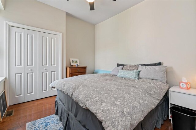 160 45th St, Lawrenceville, PA 15201 - bedroom featuring a closet, wood finished floors, and a ceiling fan