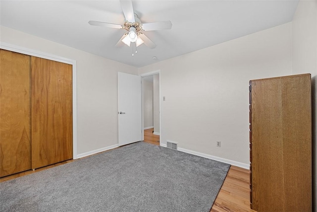4715 Meadowgreen Dr, Whitehall, PA 15236 - unfurnished bedroom featuring a ceiling fan, wood finished floors, and a closet